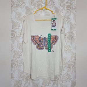 Lucky Brand Women's Butterfly Graphic T-Shirt sz XL NEW Casual Cozy Soft Nature